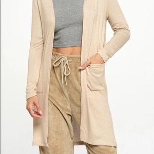 Brushed Long Sleeve Cardigan - Desert